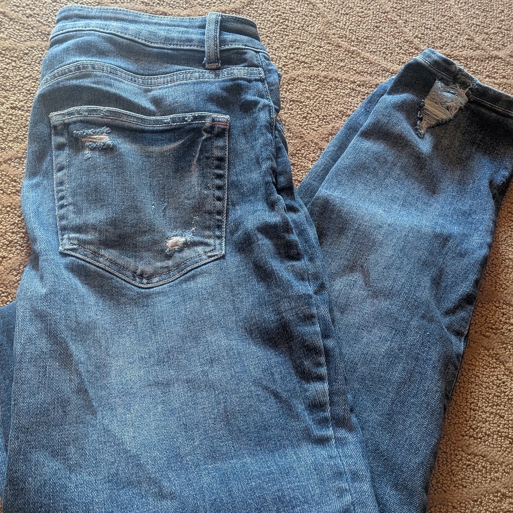 Maurices High Rise BOYFRIEND 6 REG Distressed Blue Jeans WOMENS DENIM $68